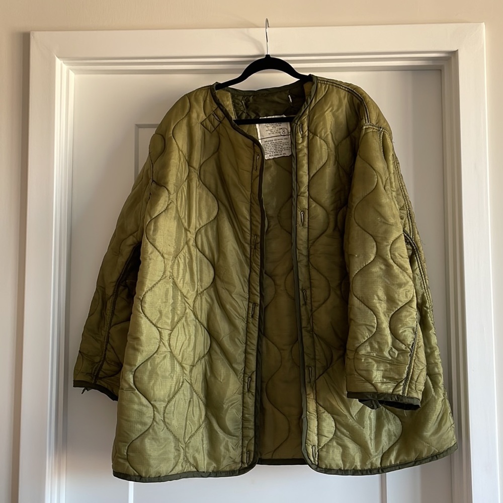 Vintage Army Green Quilted Liner Coat